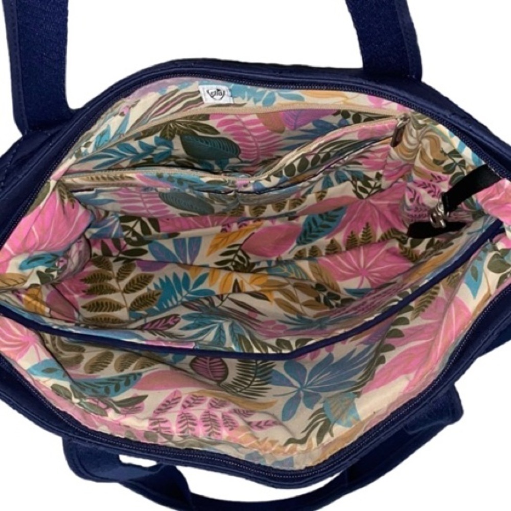 TRAVELON Anti-Theft RFID-Blocking Quilted Shoulder Tote Bag, Navy Blue - Picture 10 of 16